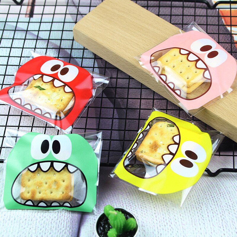 100Pcs Leuke Cartoon Huggles Zelfklevende Zakken Plastic Opp Zak Voor Snoep Cookie Sieraden Verpakking Hersluitbare Verpakking Zakken
