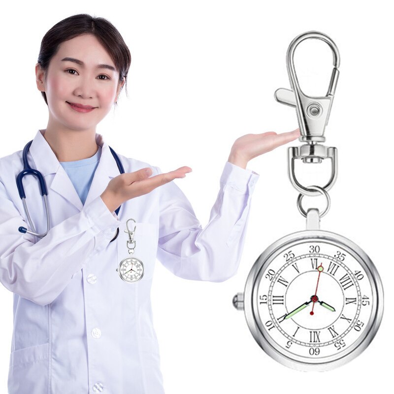 Nurse Quartz Chest Pocket Watch Keychain Round Dial Portable Pendant for Women Men TT@88
