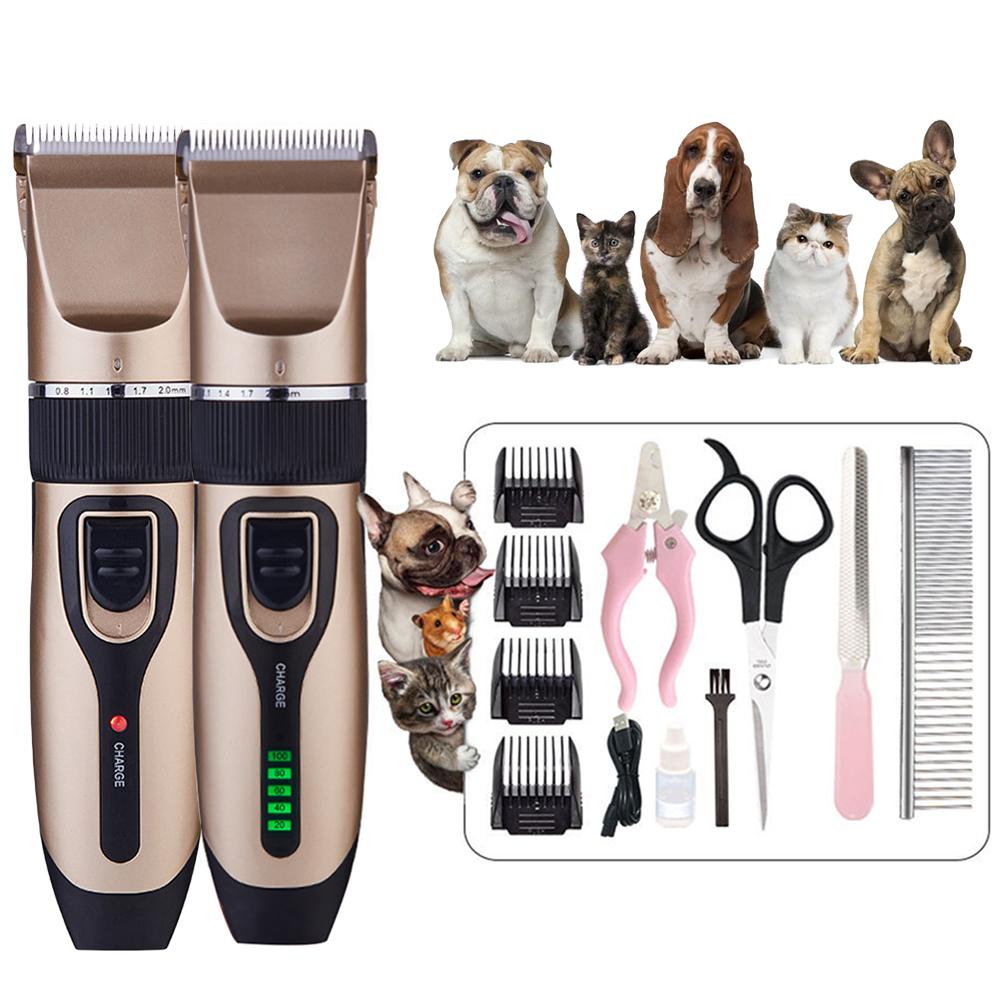 Elektriske kæledyr hundeklippere hår trimmer usb genopladeligt kæledyr grooming værktøj katte hund kam saks hår maskine