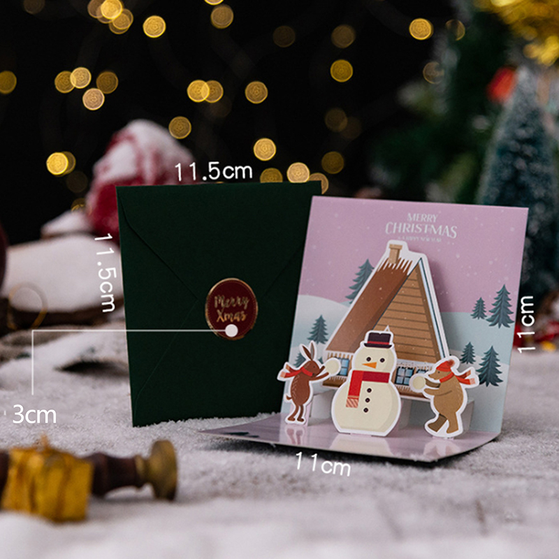Postal con sobre de Papá Noel, muñeco de nieve, árbol de Navidad, 3D, Pop-UP, , invitación, , Feliz Navidad, tarjeta de felicitación, tipo plegable