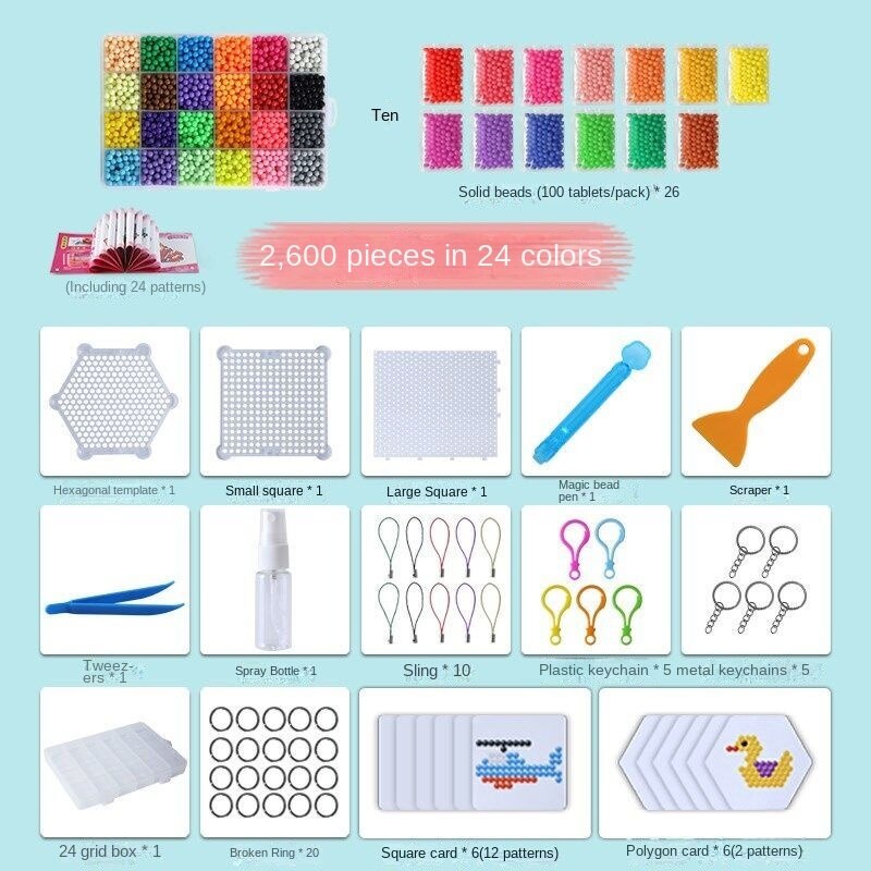 Koraliki Puzzle kryształ Handmade DIY zabawki woda Spray magiczne koraliki zestaw gry w piłkę 3D Handmade magiczne zabawki dla dzieci nowy 2022: 24color 2600 grain