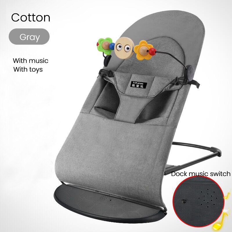 Baby Fauteuil Baby Schommelstoel Kind Wieg Bed Baby Artefact Pasgeboren Comfort Stoel Baby Slaap Bed Muziek Kinderstoel Bed coax: grey with toys