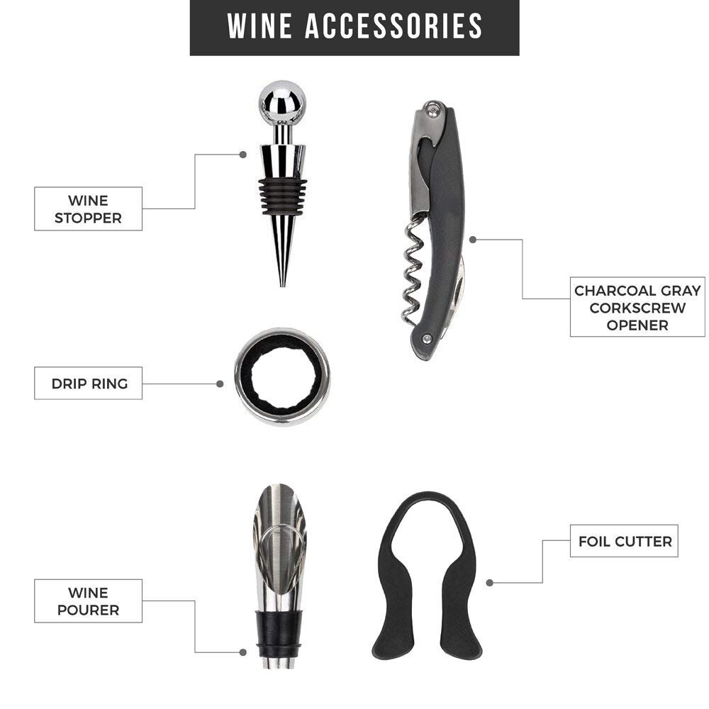 Wine Opener Accessories Tools Set with Waiters Corkscrew Opener 5 Piece Wine Bottle Opening Kit