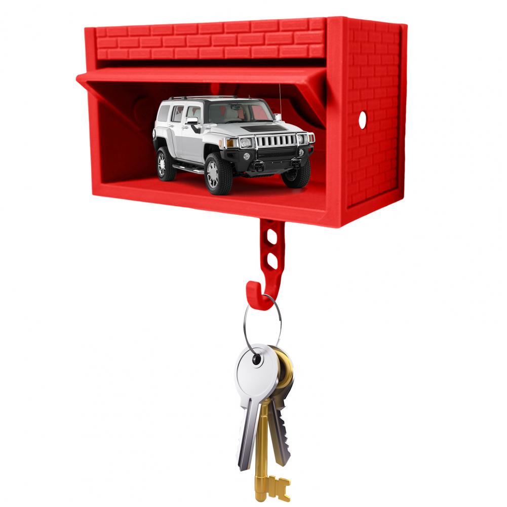 Car-Themed Key Holder with Opening Door - Adhesive Wall Mount Key Organizer for Entryway, Dual-Purpose Home Office Decor