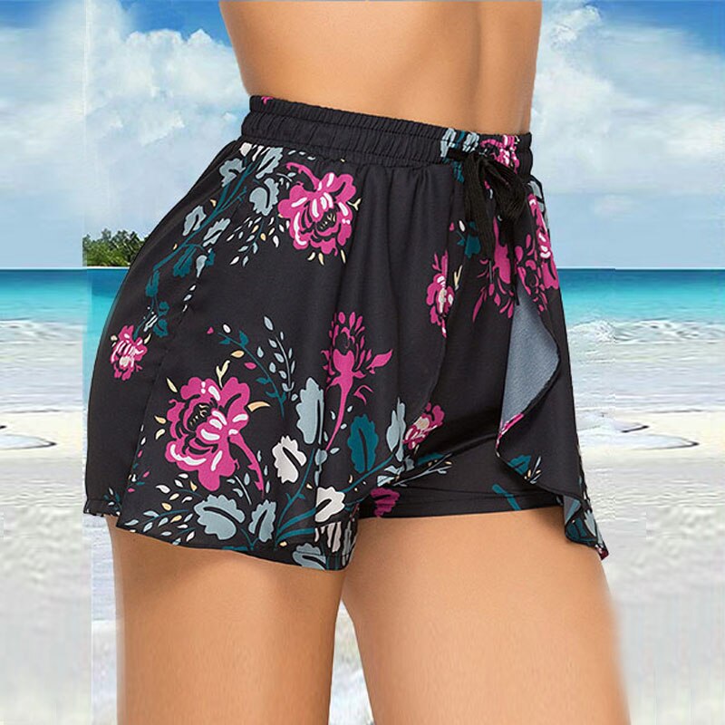 Summer Women Beach Shorts Casual Printed Waist Drawstring Shorts Loose Women's Elastic Waist Shorts Femme