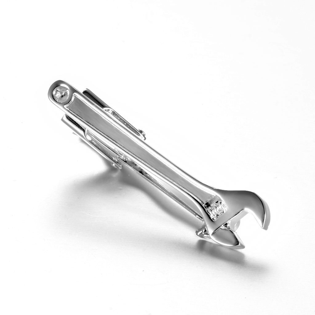 Neuheit Gold & Silber farbe Wrench Form Metall Krawatte Clip Halter Schließe Mens Bar Pin Plain