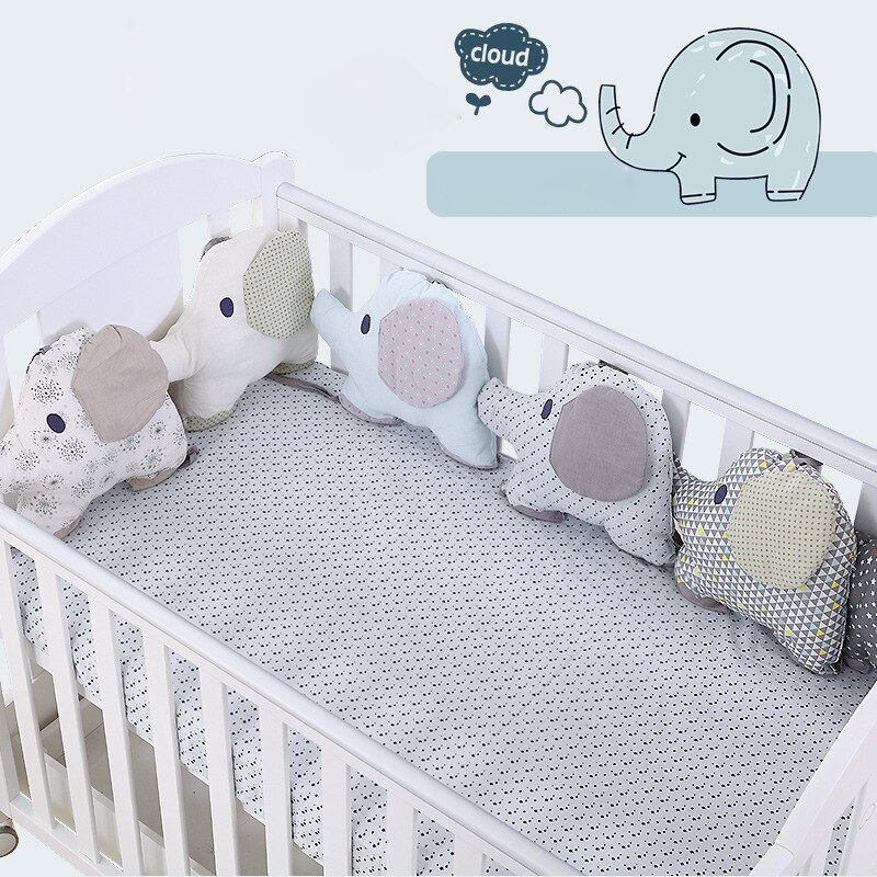 6 Stks/set Baby Bed Bumper Kussen Katoen Cartoon Olifant Baby Crib Bumper Zachte Baby Beddengoed Rond Protector Kamer Decoratie