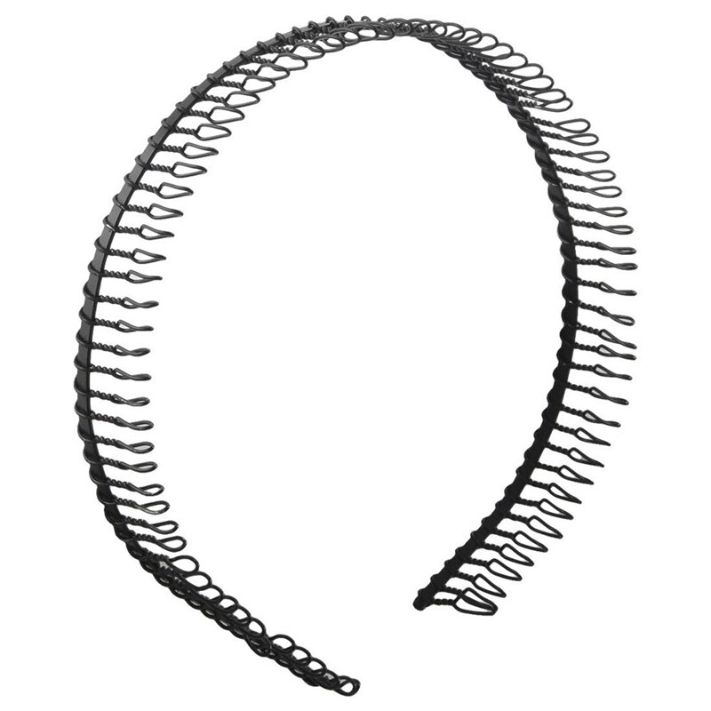 SODIAL(R) denti in metallo pettine fascia per capelli cerchietto per capelli nero per donna