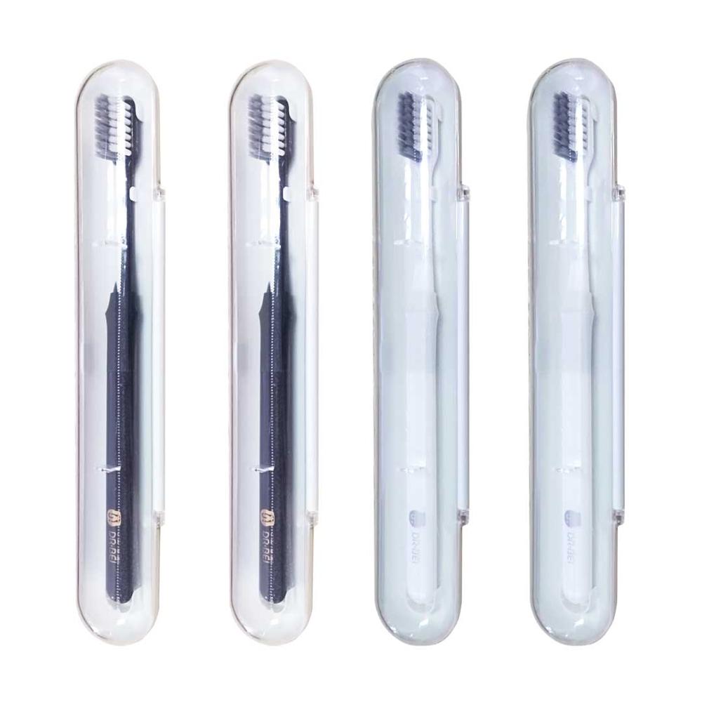 Xiao mi youpin 2 kleuren Doctor B TAND Beter Mi borstel Draad Paar Bamboe Tandenborstel draagbare Tandenborstel opslag met reizen doos: 2 White and 2 Black