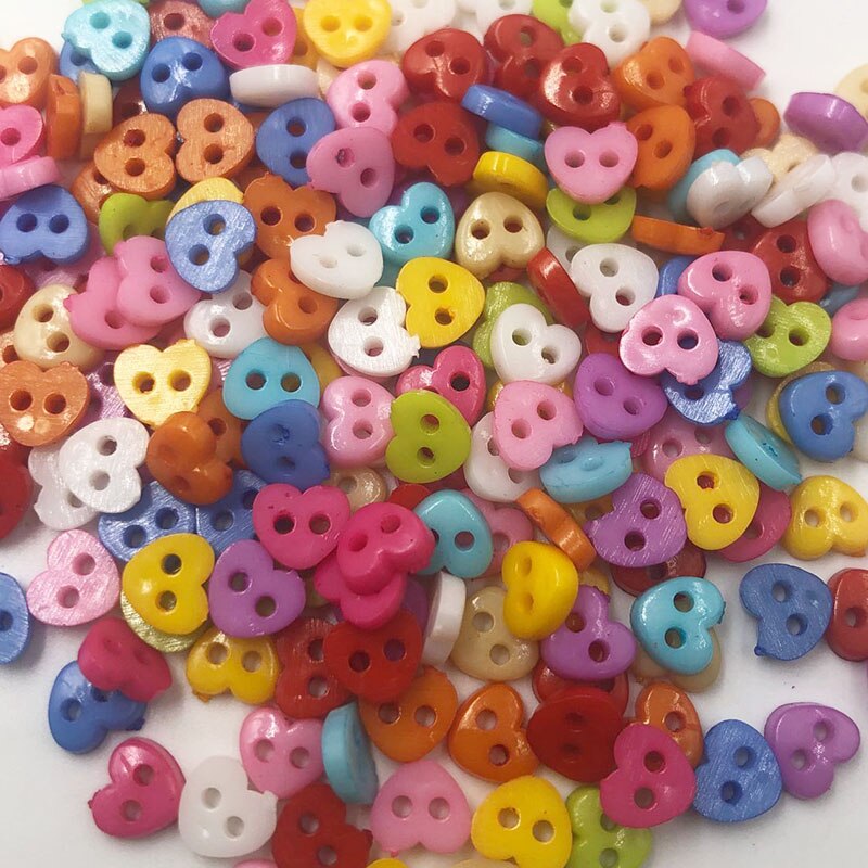 100PCS 6mm Resin Heart Mini Tiny Buttons Craft Sewing Tools Decorative Button Scrapbooking Garment DIY Apparel PT210