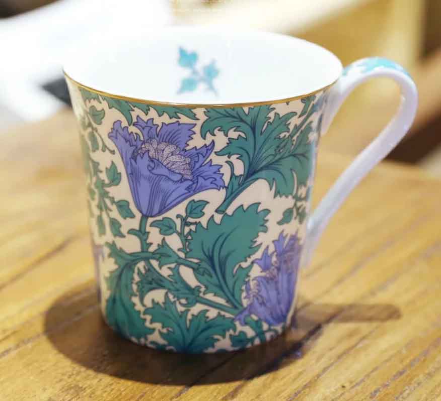 William morris vintage porcelæn te kop europæisk retro vand kop keramisk krus kaffe drinkware køkken tilbehør: Isblå actiniaria