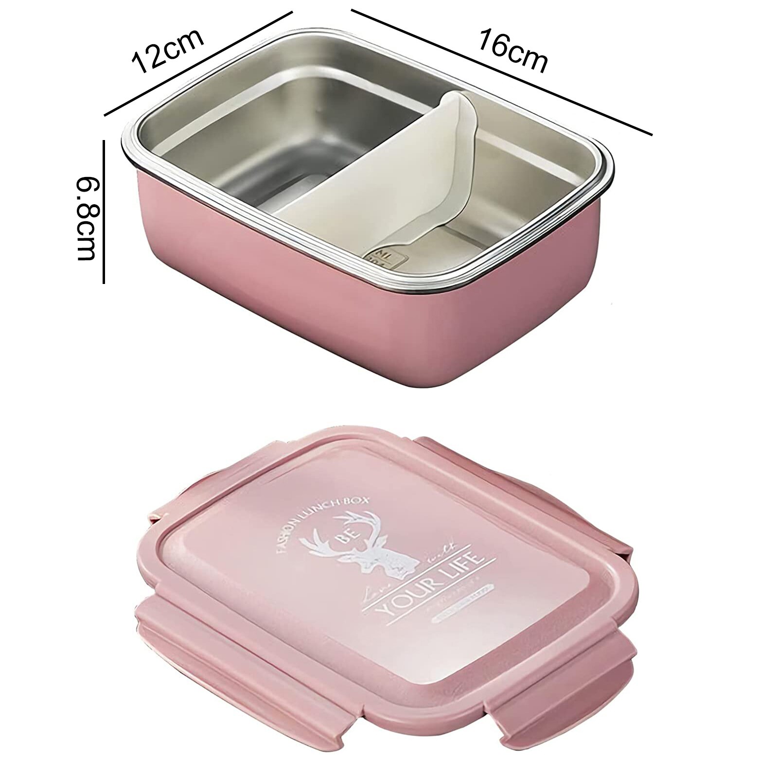Stainless Steel Bento Box Food Grade Portable Food Storage Container Microwave Lunch Box Household Picnic Accessories: Pink / 550ml
