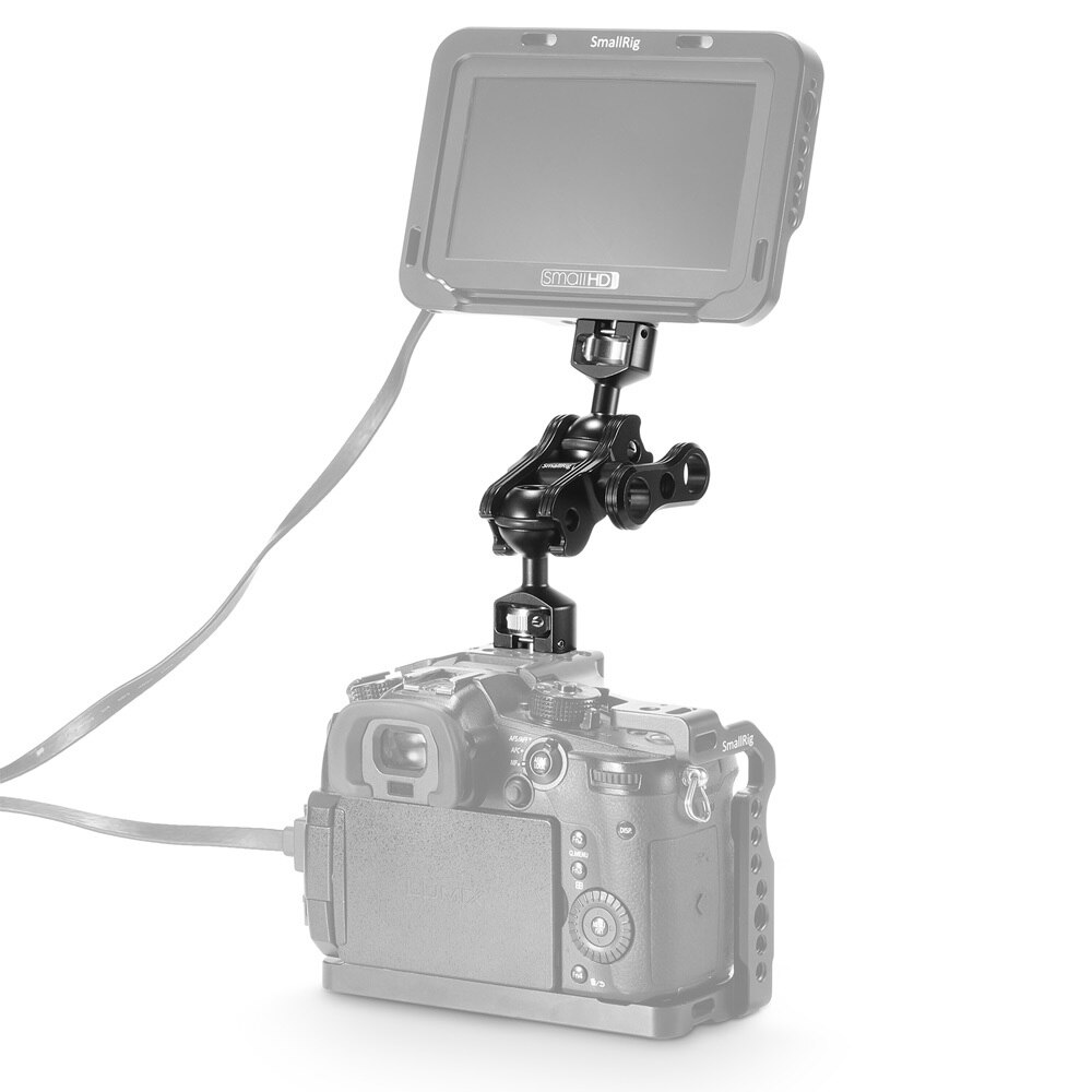 SmallRig Quick Release Articulating Magic Arm with Double Ballheads Extension (1/4"and 3/8" Screw) For DSLR Cage Monitors -2212