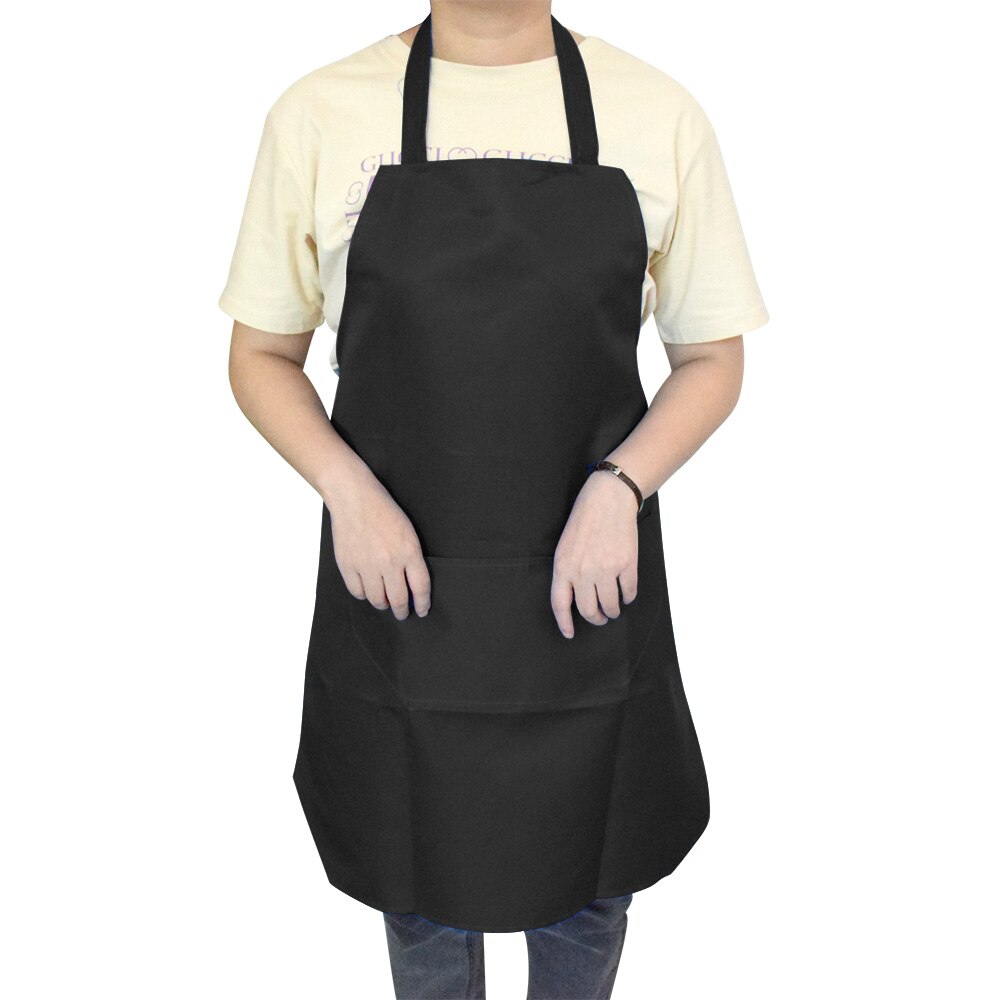 Rent farve madlavningsforklæde til kvinder mænd køkken tykkere husholdningsrengøring forklæde bomuld polyester med dobbelt lomme dropshiping: 6