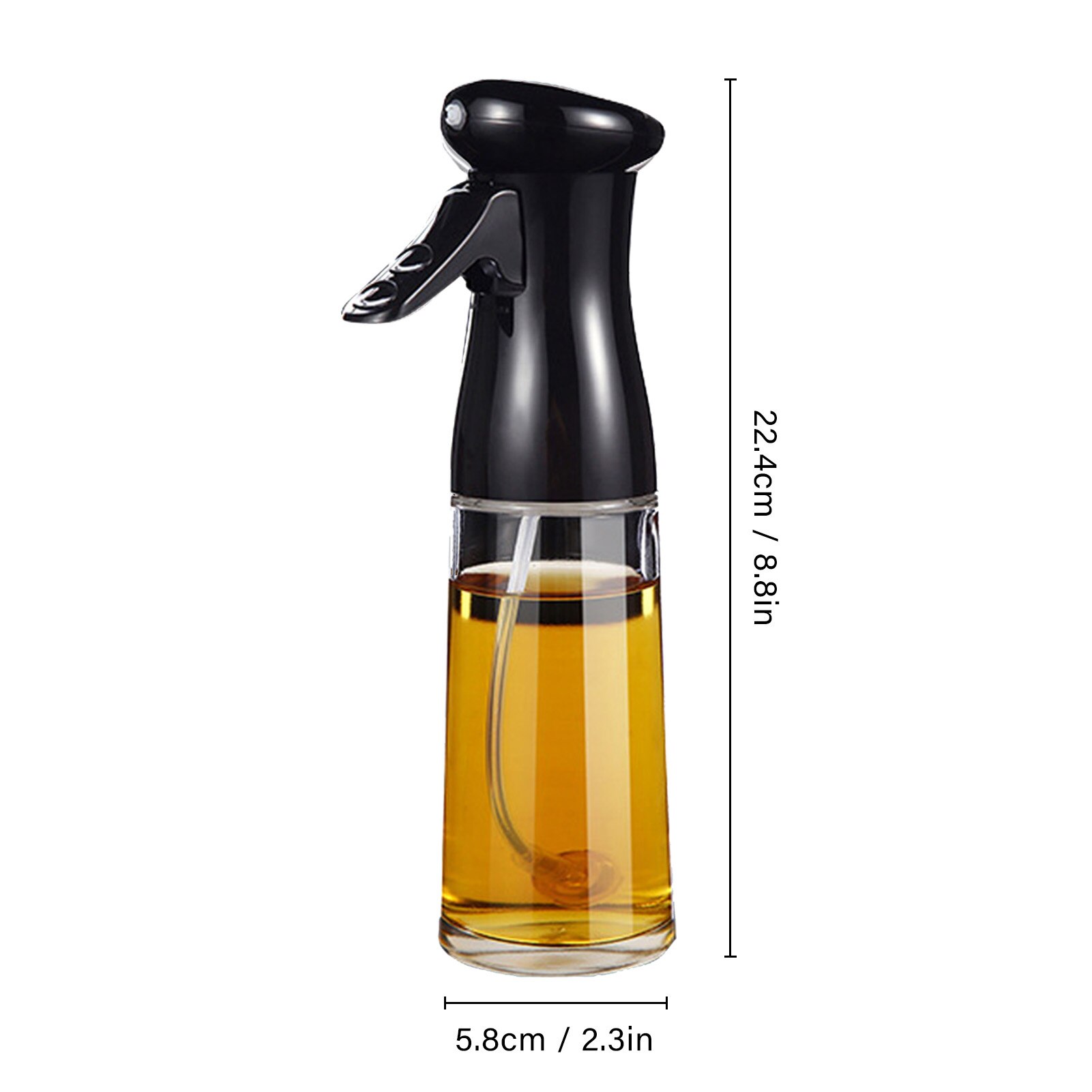 200ml Glass Olive Oil Spray BBQ Cooking Kitchen Baking Tools Sprayer Empty Bottle Vinegar Oil Dispenser Salad Travel Picnic Tool: Glass black
