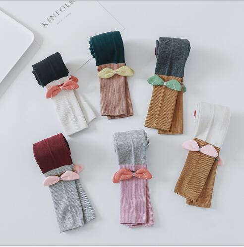 Spring and summer pair of needle children's nine-point pants with bow wings girls leggings