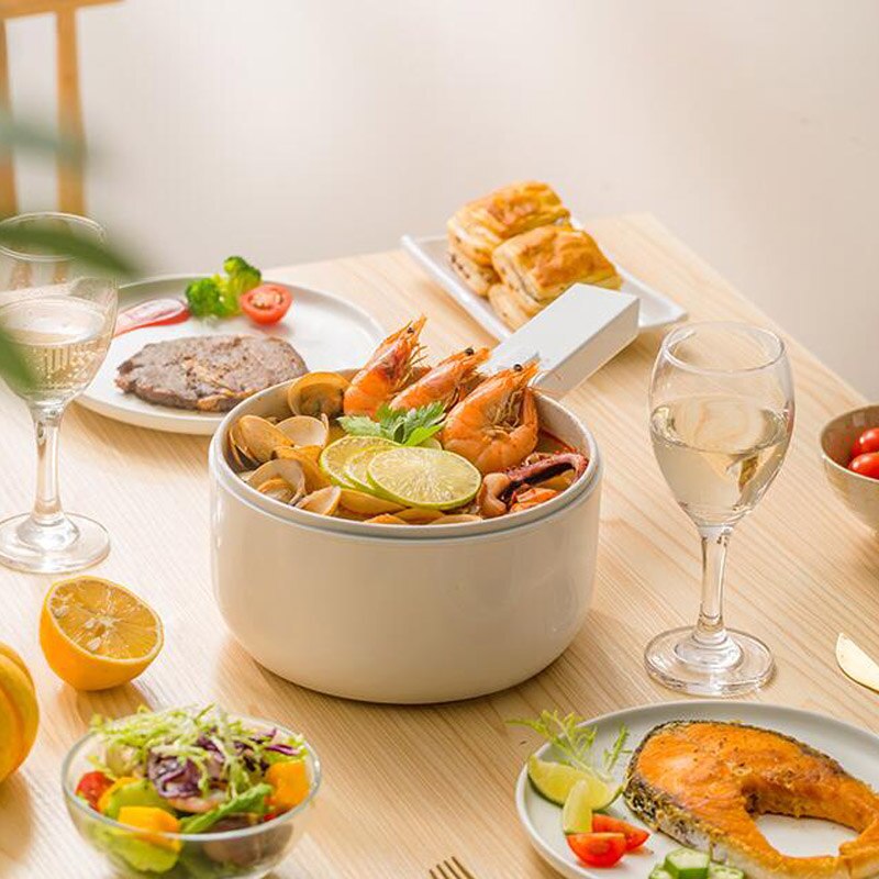 Multifunction Electric Skillet Stainless Steel Hotpot Noodles Rice Cooker Egg Steamer Soup Cooking Pot MINI Heater Pan