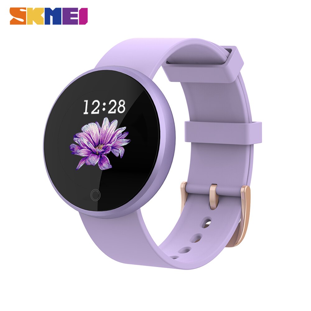 SKMEI Women's Smartwatch - Heart Rate & Period Tracker, Waterproof, PU Band, 450+ mAh Battery: Purple