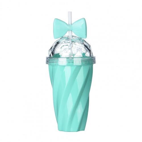 Tasse à eau torsadée avec nœud papillon pour filles, 380ml, en paille, de couleur vive, pour activités de plein air: Green