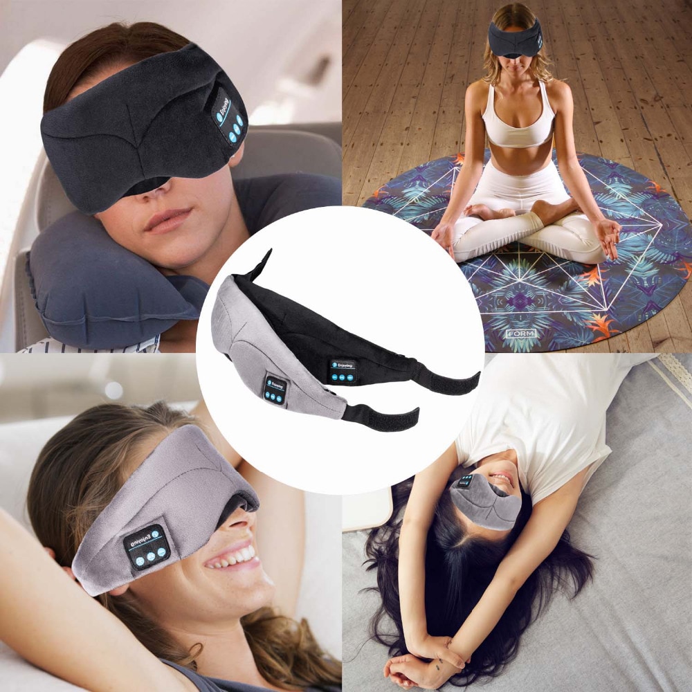 JINSERTA Bluetooth Headphone Sleeping Eye Mask Wireless Music Bluetooth Sleep Eye Shades Headset Support Handsfree Washable
