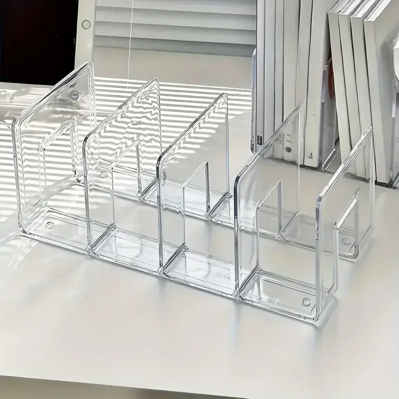 Clasificador de archivos acrílico, archivador transparente, organizador de escritorio acrílico, organizador de archivos de escritorio resistente, soporte para carpetas de archivos (1 paquete)