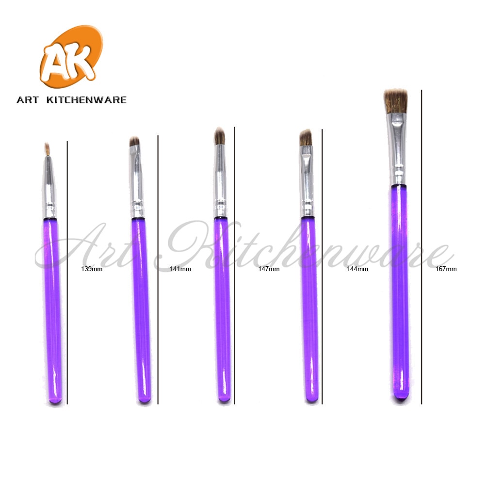 5pcsFondant Brush Cake Decorating Tools Painting Icing Dusting DIY Cooking Pastry Tools Baking Tools Sugarcraft Makeup Brush Set