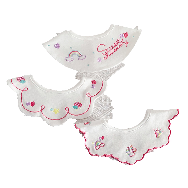 3 pezzi neonati panni Burp bavaglino in cotone embriatery neonati accessori essenziali prodotti per bambini per bambine nuovo