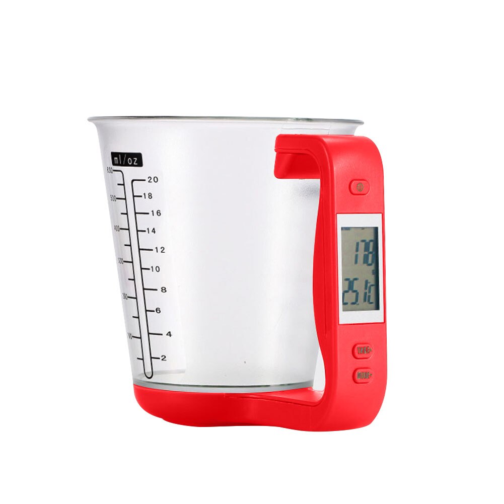 Large Capacity Electronic Measuring Cup Kitchen Scales Digital Beaker Libra Scale with LCD Display Temperature Measurement Cups: Red