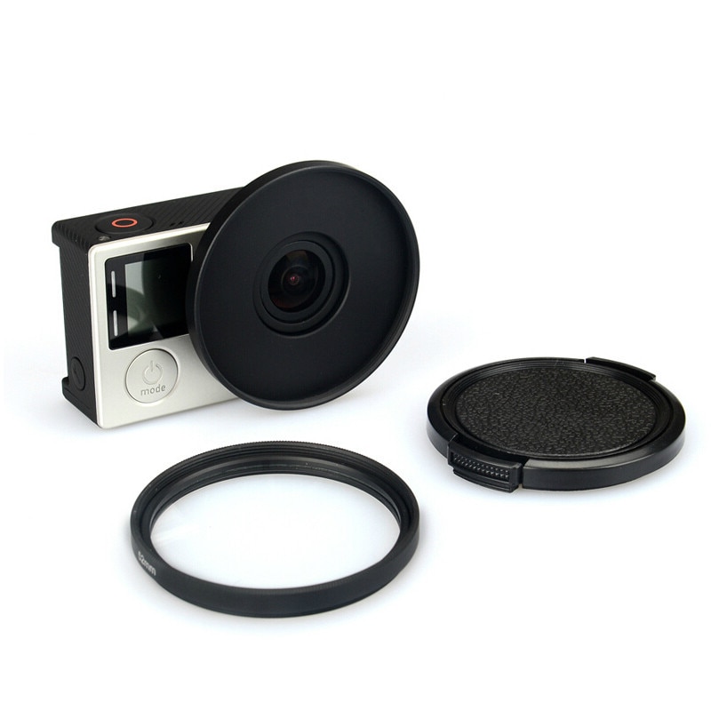 Uv Lens Filter 52Mm + Legering Adapter Ring + Lensdop Protector Voor Gopro Hero 3 3 + 4 accessoires Set