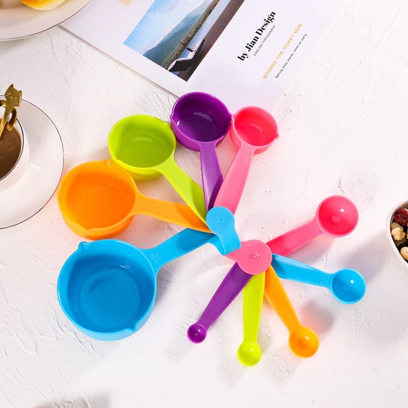 10pcs/set Multi-color Plastic Measuring Cups Measuring Spoon DIY for Baking Cake Pastry Coffee Tea Measuring Tool Kitchen Gadget