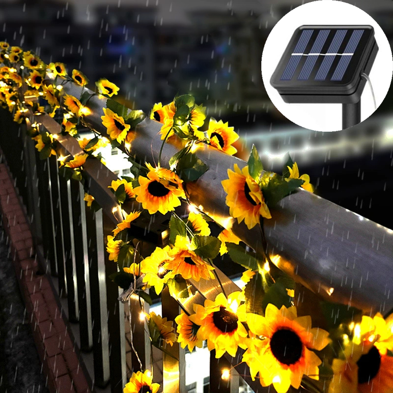 Kerstverlichting Zonne-verlichting Esdoornblad Waterdichte buitenslinger 10M / 5M / 2M Solar Lamp Camping Tuin Bruiloft Decoratie