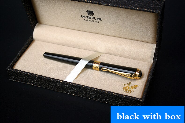 Hero High-end vulpen Iridium pen tip gouden pen clip Gratis carving zegen tekst: black with box