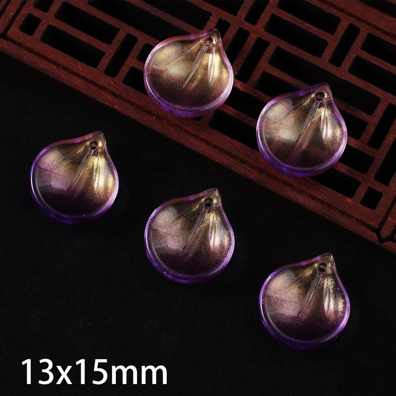 10 st kronblad lampwork pärlor flerfärgade glaspärlor för smycketillverkning handgjorda gör-det-själv-håraccessoarer sömnadstillbehör: 08