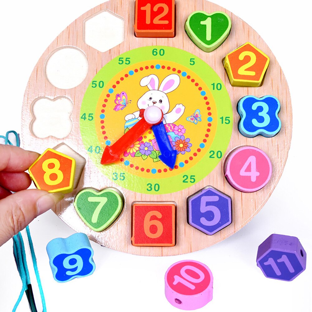 in legno Colorato 12 Numeri Orologio Geometria Digitale per Bambini puzzle per Bambini i bambini a sviluppare intellettuale Cognitivo giocattoli regali