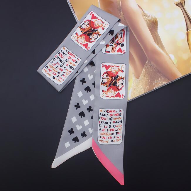 Spillekort udskrive smal tørklæde silke choker dame pandebånd taske hårbånd bånd tørklæder detail: C105-5