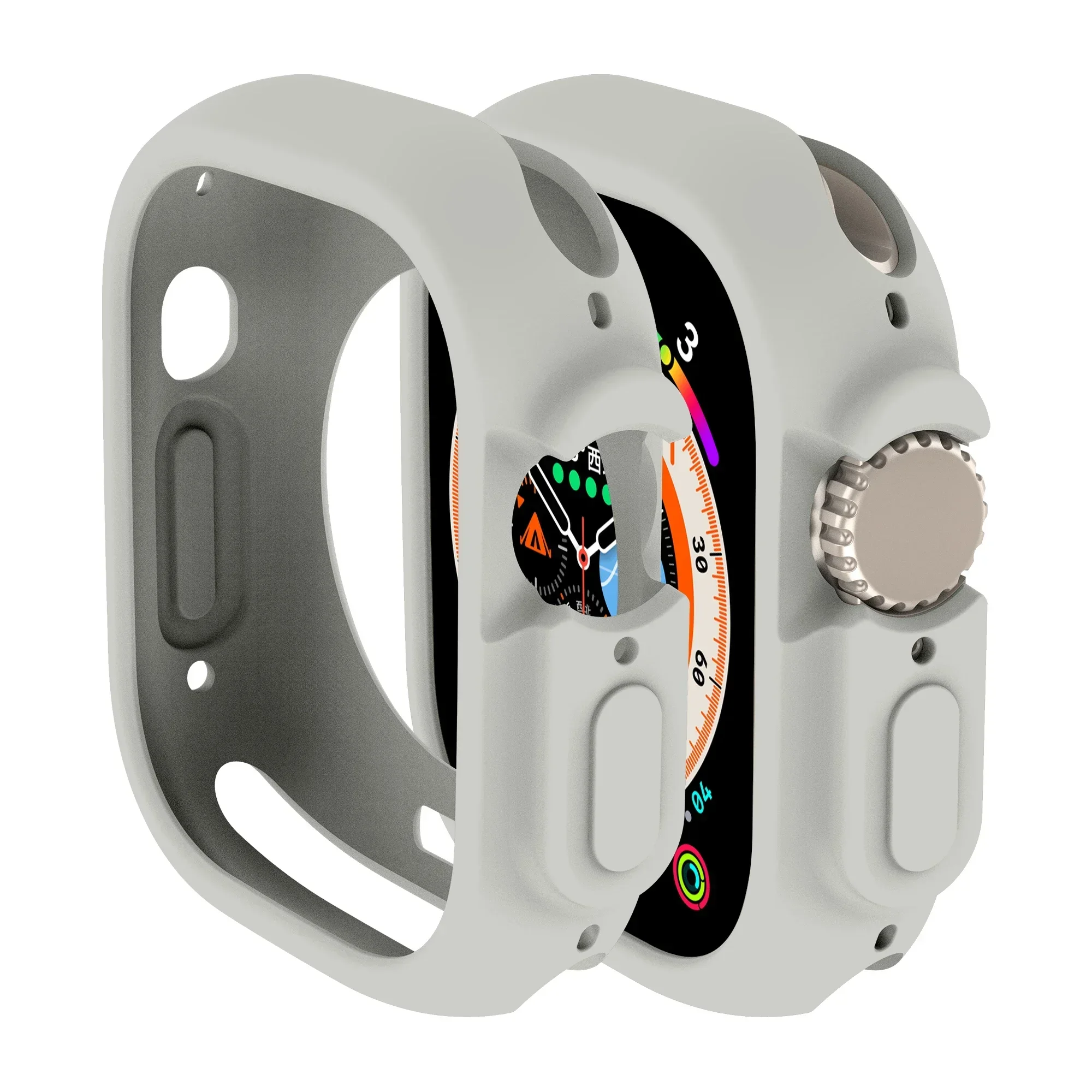 Hoesje voor apple watch ultra 2 met 49mm bandjes, rondom schokbestendig, tpu-beschermend, zacht siliconen bandje, bumper, krasbestendig.: Wit / 1 inch