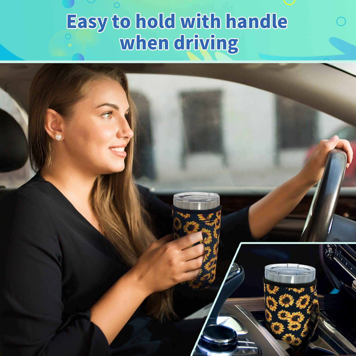 Reusable Iced Coffee Cup Sleeve Neoprene Insulated Sleeves Cup Cover Holder Idea for 20oz Tumbler Cup