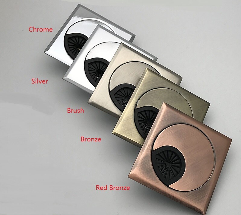 2 st / part kvadrat 60mm zink legering pc stationär dator bord utlopp kabelnät skrivbord utlopp