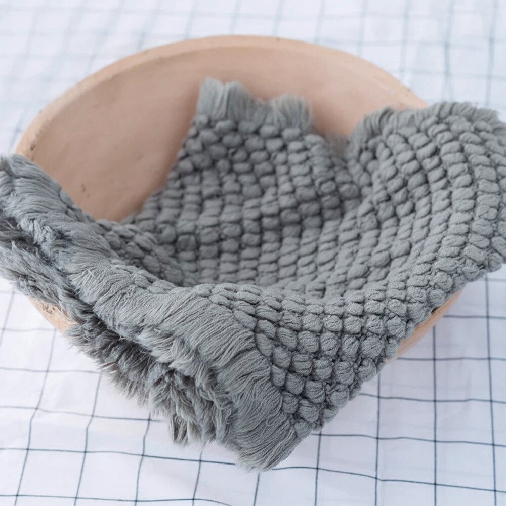 Newborn Photography Props Knitted Blanket Baby Girls Baby Boys Child Photo Bedding Blanket Pineapple Blanket KF409: gray