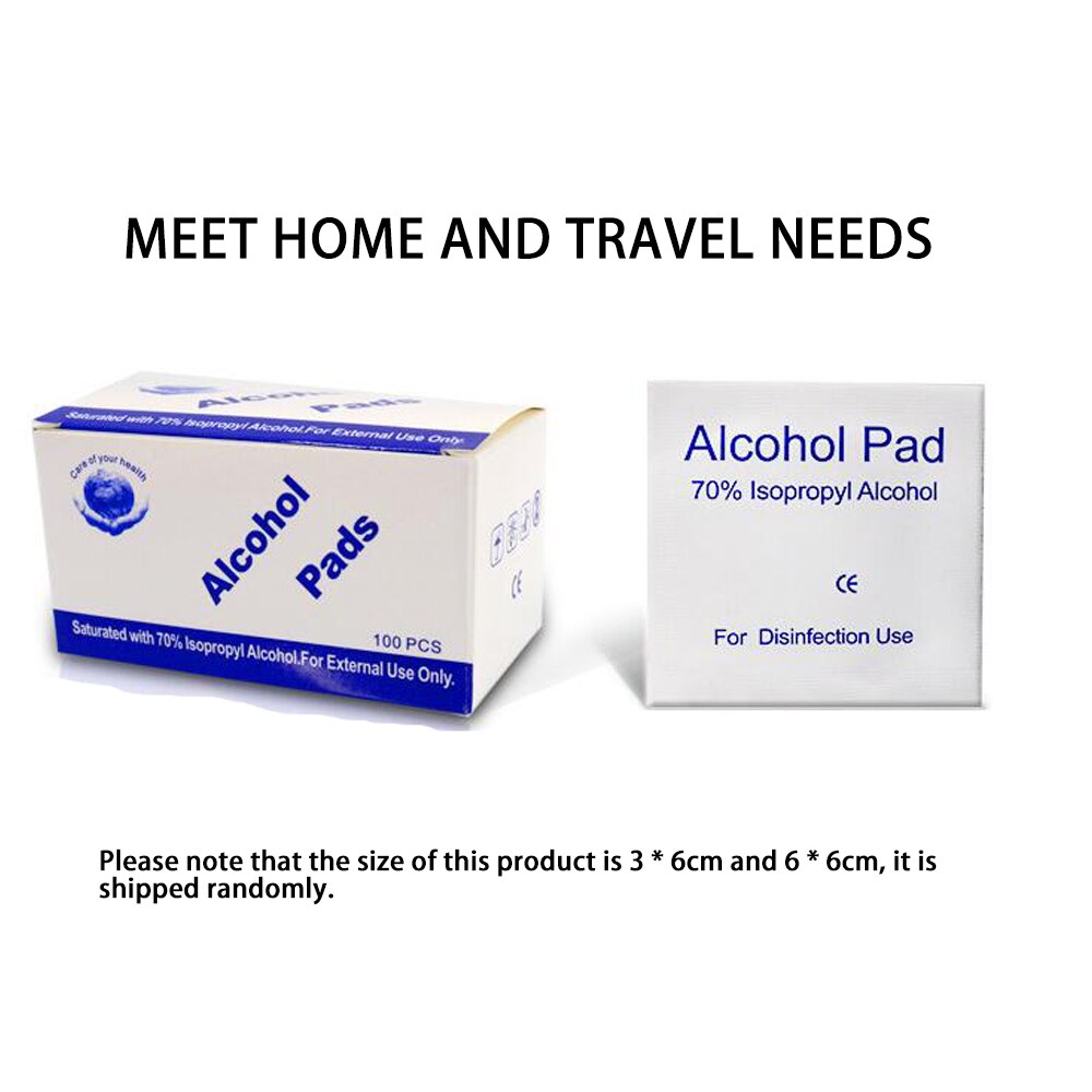 100pcs Single Use Alcohol Disinfection Pad Wet Paper With the Packing for Tableware Wound Sterilization Disposable Disinfect Pad
