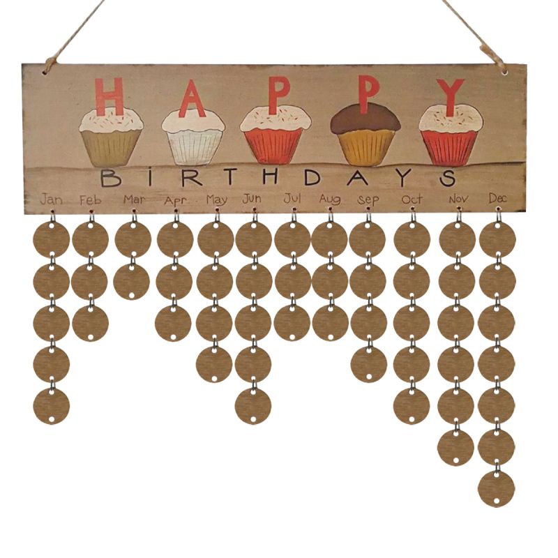 Advent Calendars Wood Birthday Reminder Board Birth Plaque Sign Family &Friends DIY DIY Hanging Calendar Date Mark Home Decor