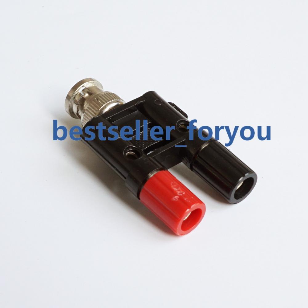 1Pcs BNC male to two dual 4mm Banana binding post jack connector Adapter 1M2F