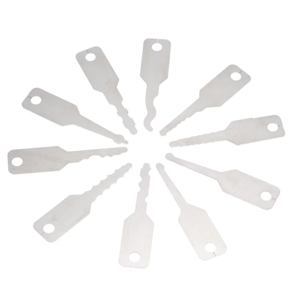 10Pcs/Set Stainless Jiggler And Keys Dual Sided Car Unlock Lock Open Repair Accessories Tool Kit