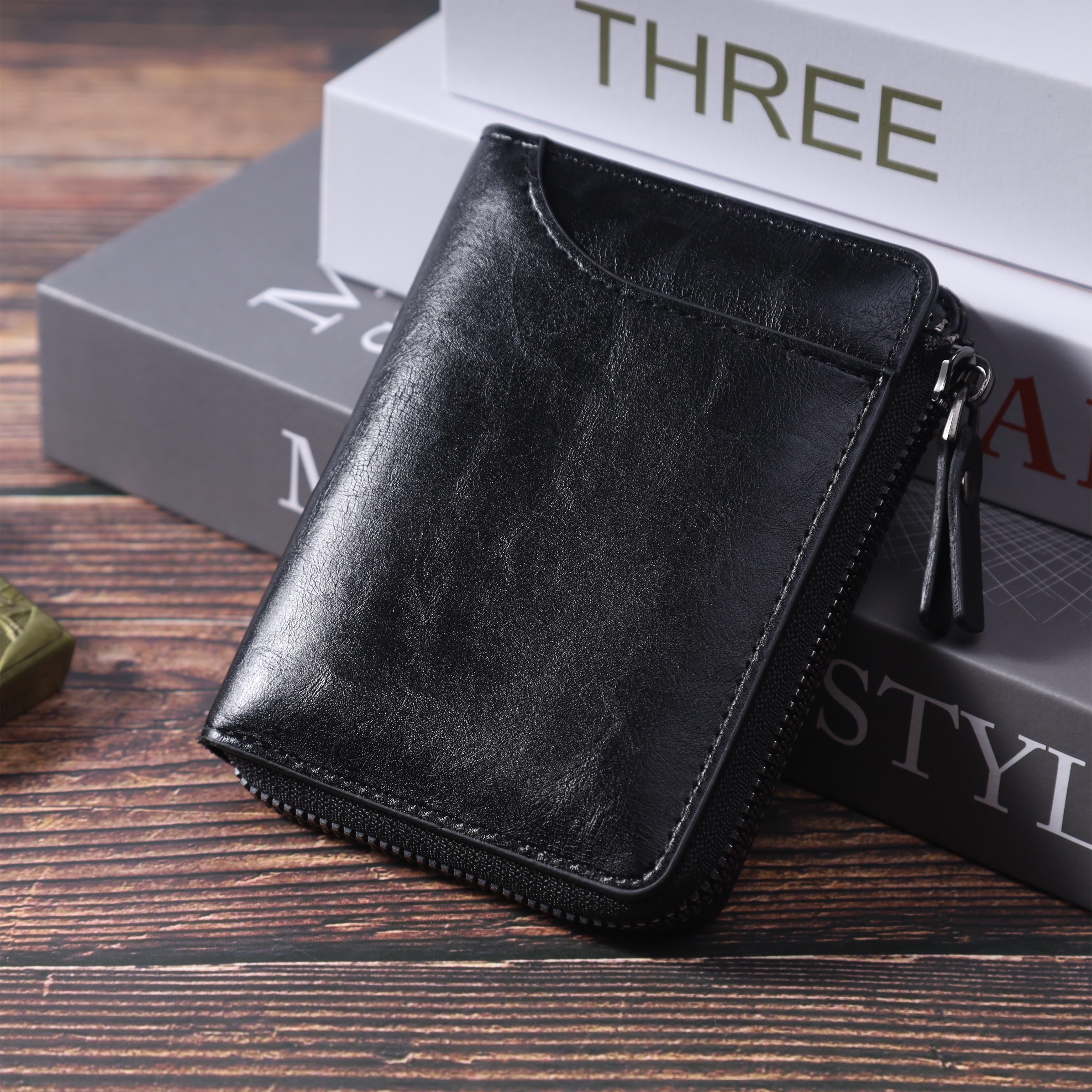 Men's Wallet Vertical Retro Card Holder Minimalism: black