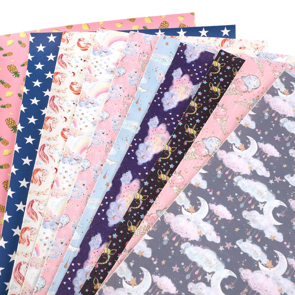 20*33Cm Regenboog Eenhoorn Snoep Faux Synthetisch Leer Lakens Voor Haar Boog Oorbellen Handtas Diy Decor Ambachten Vinyl