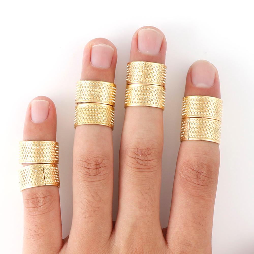 10pc guld finger beskytter nål fingerbøl antik ring håndbearbejdning metal syning værktøjer diy håndværk sy tilbehør