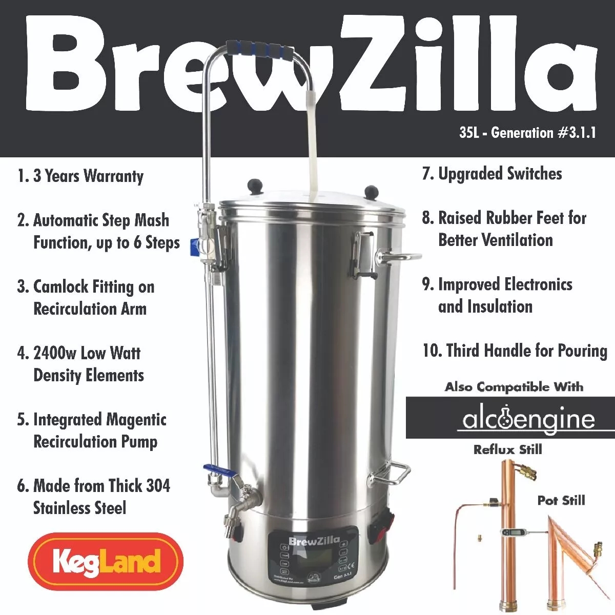 KegLand BrewZilla 35/65L - Pro Series Bottom Screen for Malt Pipe (No Hole)