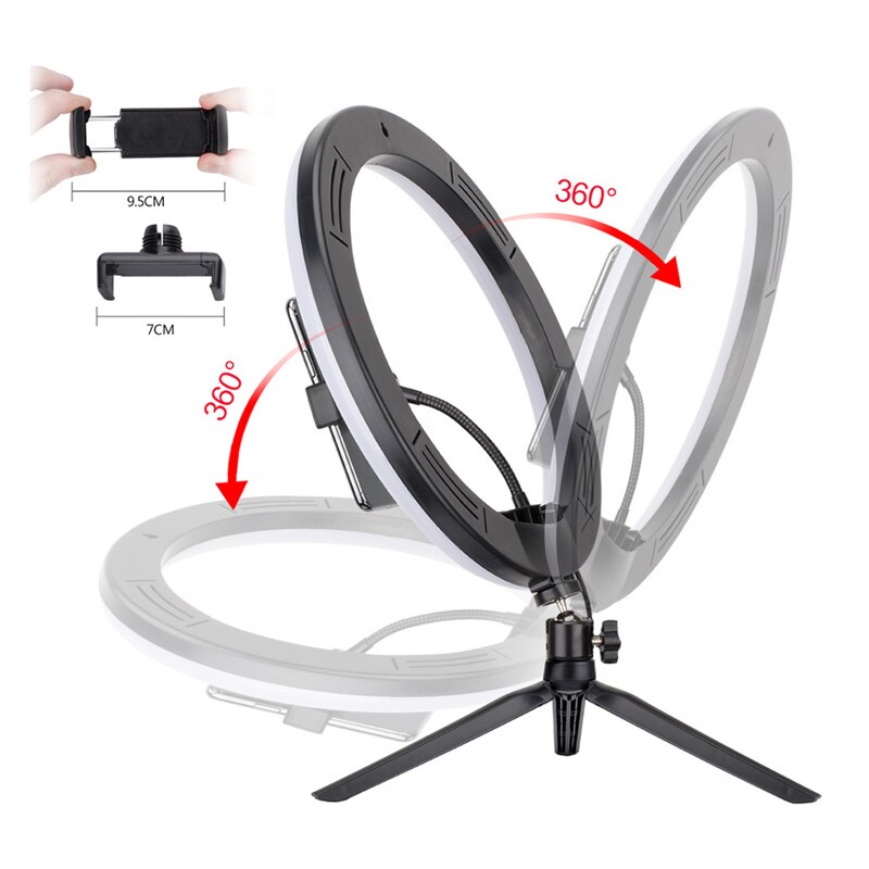 26Cm Ronde Ring Lamp Video Selfie Ring Met Telefoon Houder Voor Fotografie Verlichting Statief Stand Make-Up Lamp foto Foto Camera