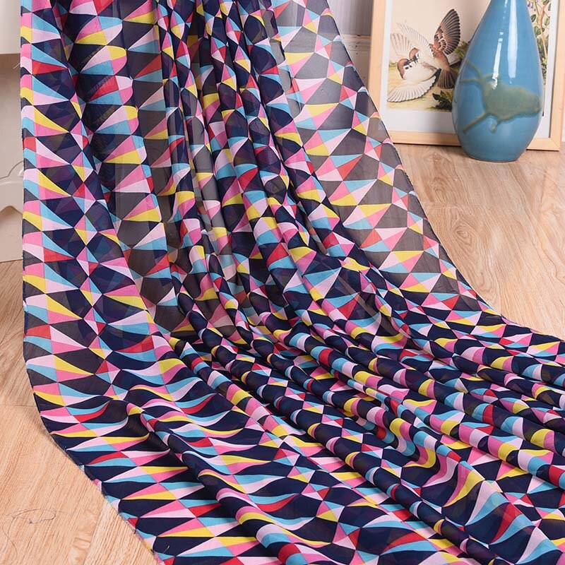 Chiffon Geometry Print Stof Creatieve 75D Stof In Zomer Chiffon Stof Bloemen Gedrukt Chiffon Jurk Stof: 1