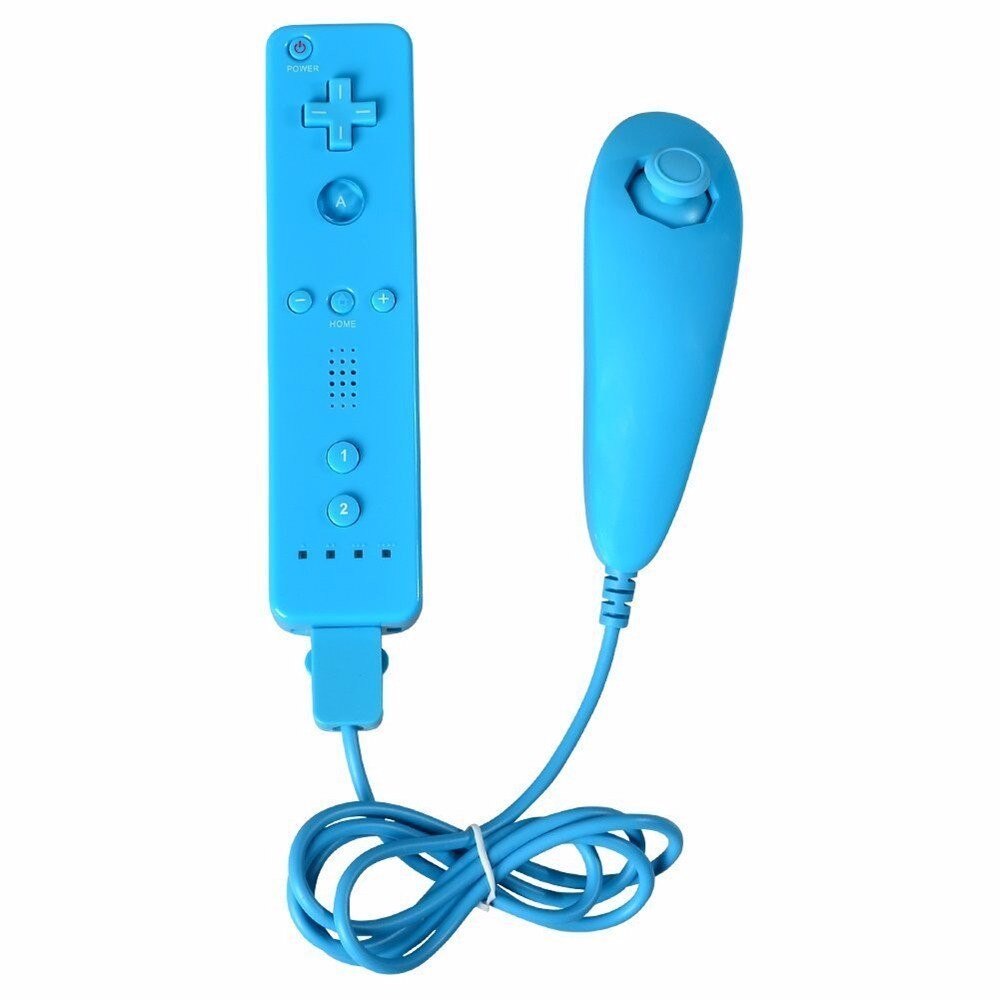 6 kleuren 1 pack Remote Controller Nunchuk Game Controller voor Wii voor Nintendo zonder Motion Plus: Light blue